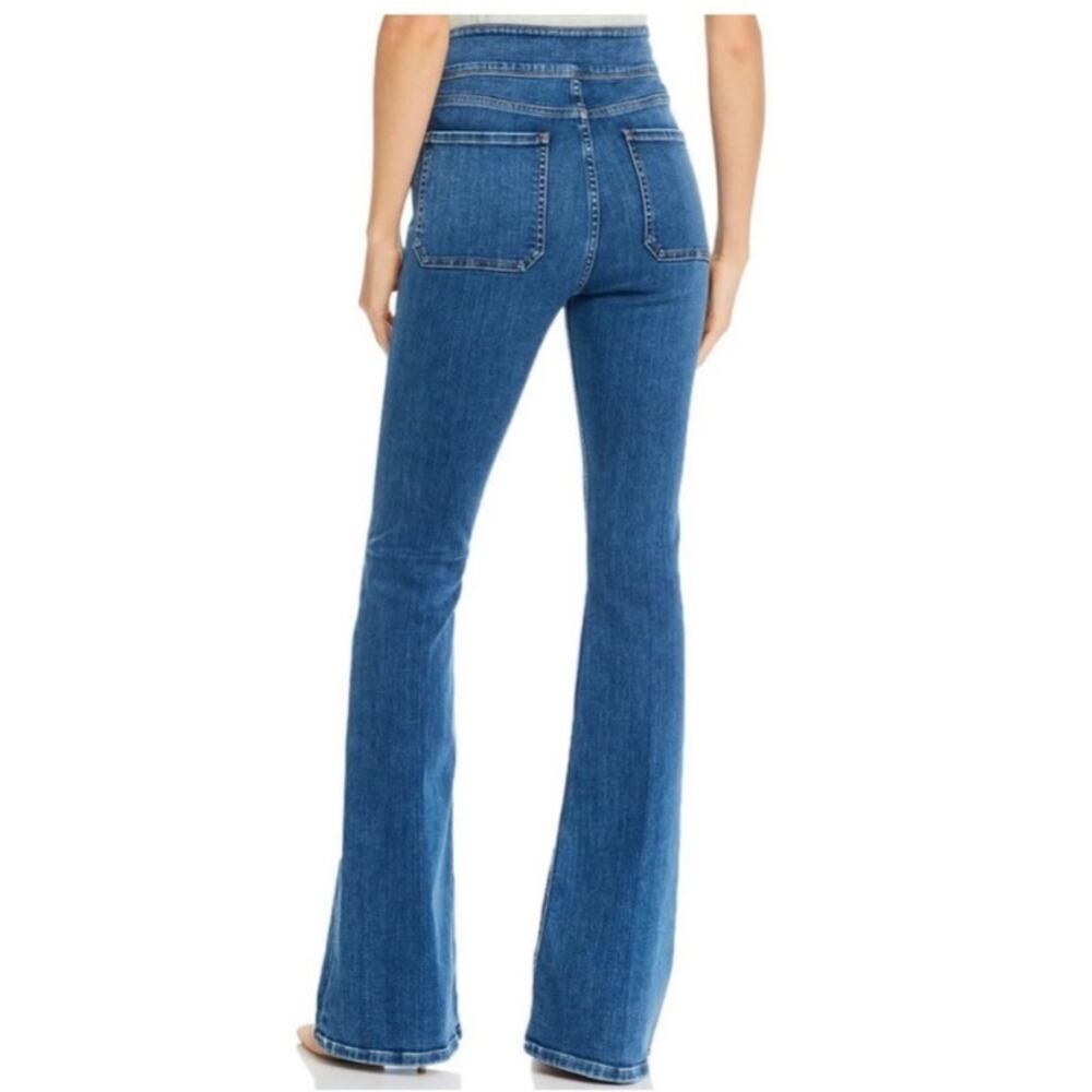 Frame Denim Le Flare de Francois High Rise Flare Jeans Blue Coated Pants Size 28 - Picture 2 of 13
